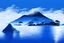 Placeholder: Blue and white presentation background, the island of japan