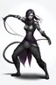 Placeholder: female gray skin Shadar-Kai wielding a Whip a whip made out of black thorns