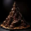 Placeholder: A dark brown mountain with a temple made out of clay painted by Antoni Gaudi