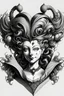 Placeholder: Crazy heartshaped hairstyle from the Barock time front view sketch