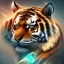 Placeholder: Tiger with warrior costume and a weapon