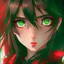 Placeholder: beautiful anime girl, red, nice, black, green eyes