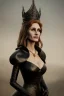 Placeholder: Julia Roberts as evil queen in black leather gown, evil, busty, cleavage, curvy, angry, stern look. character design by cory loftis, fenghua zhong, ryohei hase, ismail inceoglu and ruan jia. unreal engine 5, artistic lighting, highly detailed, photorealistic, fantasy