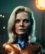 Placeholder: retro sci-fi portrait image from 1980, supermarket parking explosion, fire, scared people, blonde woman walking, Michelle Pfeiffer face, tight latex suit, soft color, highly detailed, unreal engine 5, ray tracing, RTX, lumen lighting, ultra detail, volumetric lighting, 3d, finely drawn, high definition, high resolution.