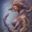 Placeholder: sango fantasy, fantasy magic, intricate, sharp focus, illustration, highly detailed, digital painting, concept art, matte, artgerm and paul lewin and kehinde wiley, masterpiece sexy lips Hawaiian afro lips black African lady body mermaid Dragonfish head blue space lady sea under water mermaid seaweed pyramid