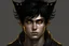 Placeholder: Cat man with messy black hair, gold eyes, large black cat ears on his head, realistic