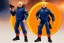 Placeholder: Mike Pence G.I. Joe toy figure With a pistol And jetpack space force Blue fabric uniform, fluorescent orange, black Moonboots