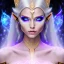 Placeholder: cosmic mage, elf, female, battle mage, epic, cosmic magic, long ears, white hair, face details, pale skin, jewellery, broad shoulders, glowing eyes, sharp ears, cosmic clothes, bright eyes, cosmic eyes, ears between hair, ears shown, light out of eyes