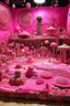 Placeholder: A pink magical realm filled with fairies designed in Navajo yarn