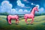 Placeholder: strange Big pink plastic horse.19th painting