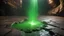 Placeholder: photoreal extreme close-up of a magnificent green light flooding from a broken burst wooden barrel on a dark stone cave floor, otherworldly, in the style of fantasy movies, photorealistic, shot on Hasselblad h6d-400c, zeiss prime lens, bokeh like f/0.8, tilt-shift lens 8k, high detail, smooth render, unreal engine 5, cinema 4d, HDR, dust effect, vivid colors