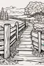 Placeholder: coloring page, rail fence, cartoon style, thick lines, low detail, no shading