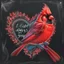 Placeholder: Bing: a vibrant digital chalk sketch painting featuring a double exposure image of a beautiful majestic red cardinal, ultra-detailed, within the body of the cardinal is a heart with the words "I AM ALWAYS WITH YOU" in a beautiful script