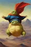 Placeholder: Jabba the hutt, flying like superman