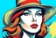 Placeholder: beautiful woman in hat in pop art style vector