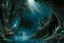 Placeholder: A black underwater abyss with shadow monsters painted by Albrecht Durer