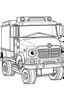 Placeholder: outline art for cute Truck coloring pages with sitch, white background, Sketch style, full body, only use outline, toddlers style, clean line art, white background, no shadows and clear and well outlined.