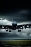 Placeholder: The cloudy stormy sky above is filled with a lot of black Boeing B-52 Stratofortress