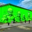 Placeholder: A lime green nuclear warehouse with trolls painted by Vincent van Gogh