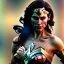 Placeholder: Wonder woman battles a insect, futuristic design, rain in background, close-up face, geometric armor, 3d unreal engine, black face, close up armor, fine detail, lovely face, cyber parts