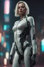 Placeholder: "Ultra realistic full body shot a margot robbie concept, looking at the camera,full legs, cyberpunk, neo-figurative,concept ,full length view, face , full size, science, technology,future,electric ,futuristic style, design, practicality,manufacturability,performance, HOF, professional photographer, captured with professional DSLR camera, trending on Artstation, 64k, full size, ultra detailed, ultra accurate detailed, bokeh lighting, surrealism, background, detailed