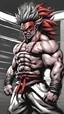 Placeholder: Mix between akuma from street fighter and hemar yujiro, realistic style