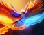 Placeholder: highly detailed illustration of a phoenix, fire and ice phoenix, phoenix bird wallpaper, one icy wing and one flaming wing, soft and smooth glowing wings, ethereal fantasy, macro lens, studio lighting blurry mist background, intricately detailed, smooth glowing feathers, trending on artstation, unreal engine 8k