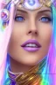 Placeholder: cosmic woman smile, admiral from the future, one fine whole face, crystalline skin, expressive blue eyes,rainbow, smiling lips, very nice smile, costume pleiadian, Beautiful tall woman pleiadian Galactic commander, ship, perfect datailed golden galactic suit, high rank, long blond hair, hand whit five perfect detailed finger, amazing big blue eyes, smilling mouth, high drfinition lips, cosmic happiness, bright colors, blue, pink, gold, jewels, realist, high commander