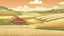 Placeholder: Rice field，Trees，Warm color palette，Animation，A lovely grasshopper，Top of the hill