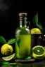 Placeholder: Potion bottle with yellow water, green leaves, lemon slice and ginger