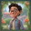 Placeholder: a portrait of smiling a man. netherlands-indonesia blood. round 40years old. carricature. dark black hair. short hair. light brown skin. dark brown eye pupils. wearing small rectangle, thin frame glasses. square face shape. formal dress. pixar style. 3D. 4k. portrait. highly detailed. sharp focus. high resolution. full color. cinema lighting