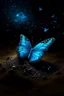 Placeholder: Luminous blue butterfly and manure full of stars