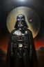 Placeholder: 1970's dark fantasy cover dnd style oil painting of a fat darth vader with minimalist far perspective