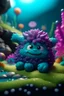 Placeholder: portrait cute fluffy toy wolly illithid mind flawyer in a water slide holding weird flowers in his trunk in the style of pixar, on a strange planet with weird colors and wind turbines, bokeh like f/0.8, tilt-shift lens 8k, high detail, smooth render, down-light, unreal engine, prize winning