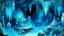 Placeholder: A cyan cavern with crystals designed in African pottery painted by Guo Xi