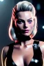 Placeholder: Margot Robbie dressed in shiny black leather, frank miller sin city, busty, cleavage, volumetric lighting, particales,highly detailed,cinematic, deep colours,8