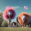 Placeholder: Ultra realistic circus scene. Sweet big hair monster. Child’s playing, smile, happy, color bubbles, smooth color, waist up view, Wes Anderson style, dark ambient, highly detailed, concept art, unreal engine 5, god rays, ray tracing, RTX, lumen lighting, ultra detail, volumetric lighting, 3d, finely drawn, high definition, high resolution.