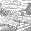 Placeholder: countryside scene coloring page