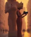 Placeholder: Statue of Queen of photography holding camera in hands. Cute blonde woman. Photographer in golden crown. Standing on the street. Big camera in her hand. hyperdetailed, photorealistic, trending on artstation, greg rutkowski, beksinski, kodachrome, volumetric lighting, gold and orange