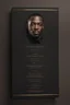 Placeholder: An extremely formal, funeral program for a black man on darkest bronze deeply pigmented velvet paper with brilliant, brightest heavy golden fonts, simple, minimalistic, less element, very dramatic lighting