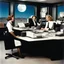 Placeholder: [colour photo by helmut newton] 1950s office secretaries working in an office on the moon, having fun in agent provocateur