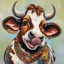 Placeholder: Cow with (rat ears and tail : 1.5) caricature art