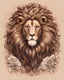 Placeholder: Holy Lion's Blessing in color sketch note brown print art style