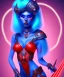 Placeholder: Sexy alien princess warrior blue skin neon hair red outfit