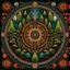 Placeholder: realistic image like a photo of bright indian mandala with forest roots, trees, ferns