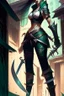 Placeholder: a woman with a Ninja's Machete standing in front of a building, akali, akali from league of legends, league of legends concept art, league of legends splash art, riot games concept art, league of legends character art, league of legends art, official splash art, iconic character splash art, beautiful female assassin, league of legend, league of legends art style