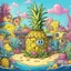 Placeholder: Iconic Spongebob TV Show Cartoon still of a Pineapple House under the sea, cartoon art, colorful, detailed illustration by Stephen Hillenburg, Spongebob show aesthetic