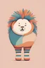 Placeholder: Hand drawn blob shape, colorful nude tone, funny fat fluffy lion in stripe socks, minimal abstract organic shapes, blank space for design