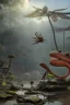 Placeholder: large venus fly trap with teeth eating a dragonfly, flowers, jungle, hyperrealistic, trees in background, digital art, alien like, disgusting, intricate, morbid, rainy, sinister, volumetric lighting, unreal engine, high resolution, 8k, depressing colors, dark colors, horror, horrific,