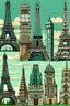 Placeholder: Include illustrations of iconic structures such as the Eiffel Tower,These landmarks are recognized worldwide and offer a sense of grandeur.